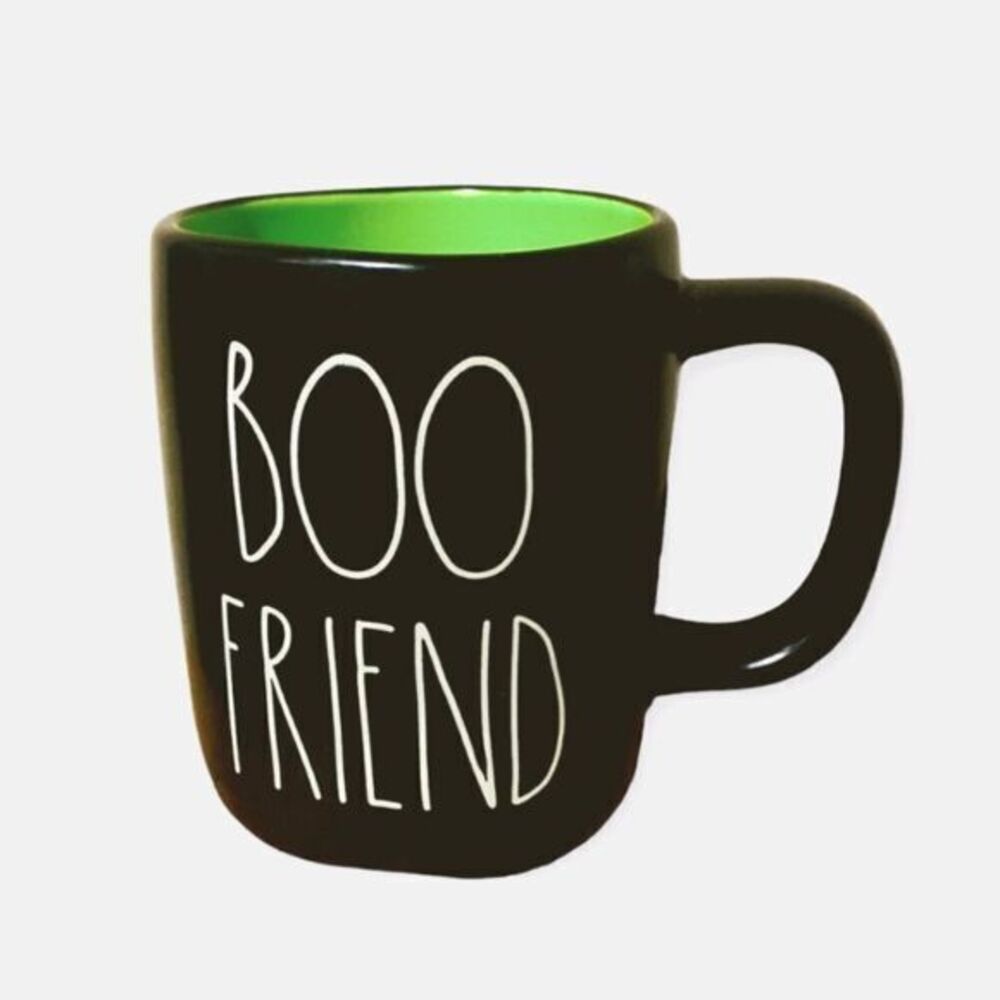 Rae Dunn Mug Set Halloween Boo Friend Ghoul Friend Black Orange Green NEW - Picture 2 of 5